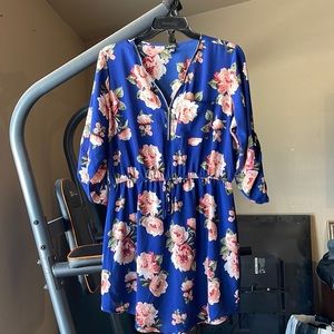 Blue flower print dress